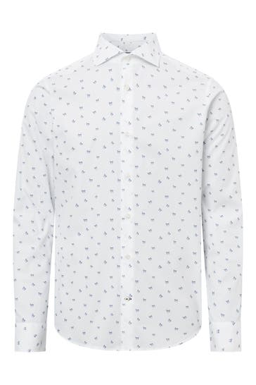 JOOP! Business-Hemd Hemd Pai in Weiß/Blau gemustert weiß/blau Slim Fit