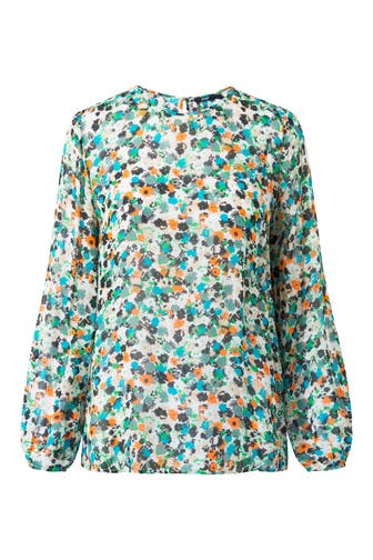 JOOP! Blusenshirt Bluse in beige/orange/türkis gemustert beige/orange/türkis