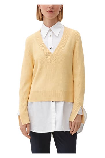 S.OLIVER BLACK LABEL Strickpullover hellgelb