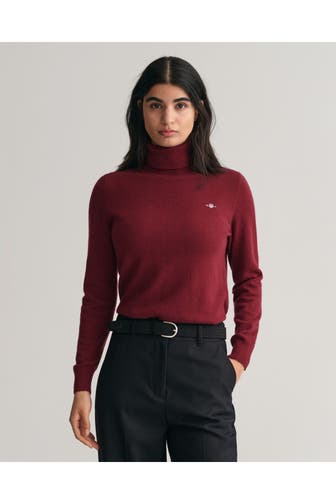 GANT Lammwollmix-Rollkragenstrickpullover weinrot