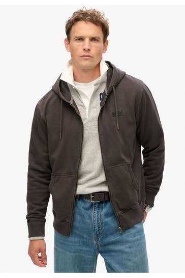 SUPERDRY Sweatjacke dunkelbraun