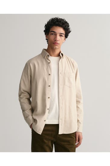 GANT Flannell-Hemd sand Regular Fit
