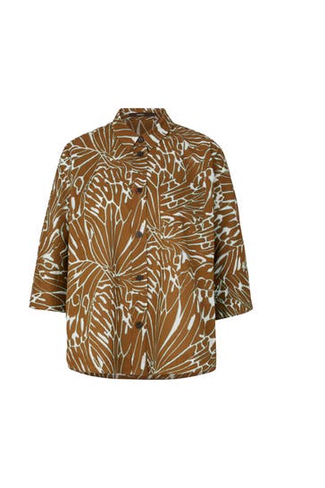 WINDSOR. Business-Bluse Print-Hemdbluse aus Baumwolle, oversized, in Oliv-Mintgrün-Ecru gemustert oliv-mintgrün-ecru gemustert