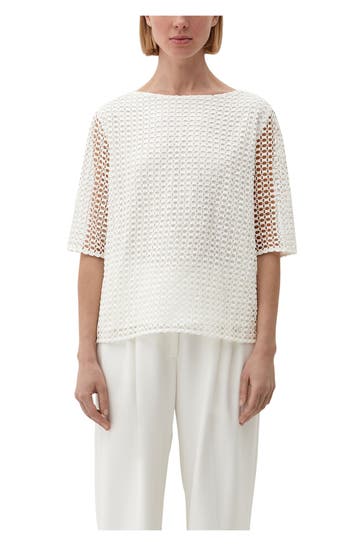 S.OLIVER BLACK LABEL Häkelshirt weiß