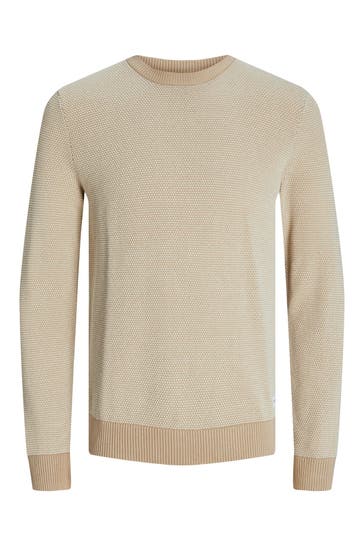 JACK & JONES Strickpullover beige meliert