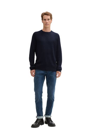 TOM TAILOR Wollmix-Strickpullover navy