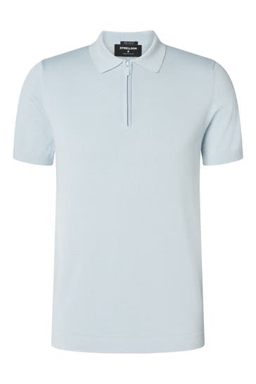 STRELLSON Feinstrick-Polo 'Vincent' hellblau