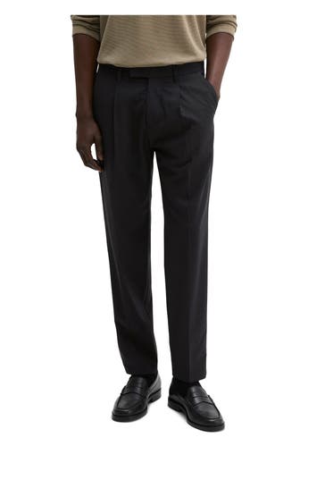 MARC O'POLO Wollmixhose 'Belsbo Pleats' schwarzblau