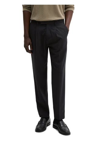 MARC O'POLO Wollmixhose 'Belsbo Pleats' schwarzblau