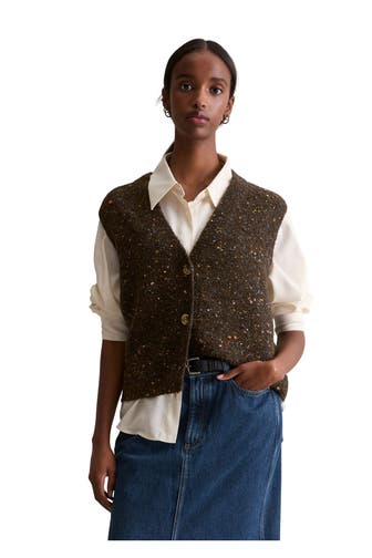MARC O'POLO DENIM Wollmix-Pullunder dunkelbraun