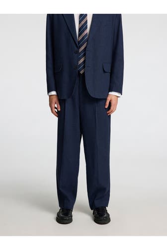 SELECTED Leinenmix-Chino dunkelblau