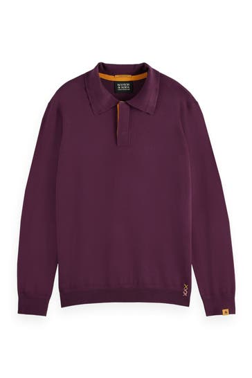 SCOTCH & SODA Feinstrick-Polo pflaume