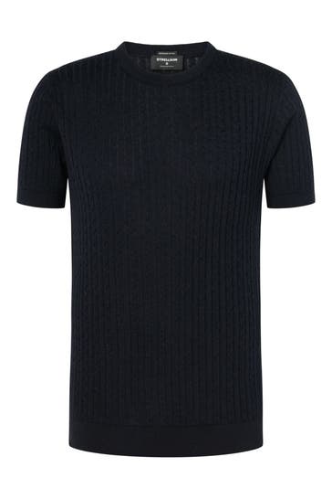 STRELLSON Strickshirt 'Adrian' schwarzblau