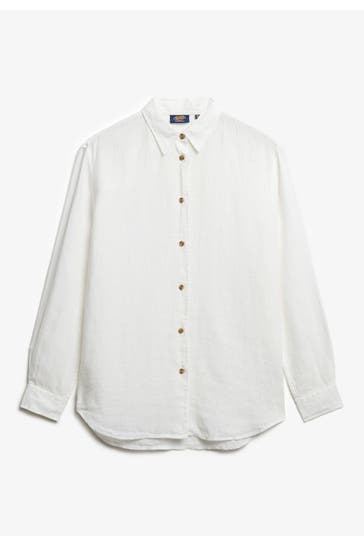 SUPERDRY Leinenbluse weiß