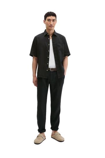 MARC O'POLO Kurzarmhemd schwarz Regular Fit