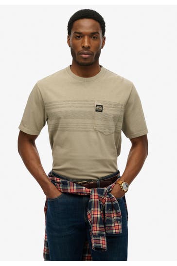 SUPERDRY T-Shirt 'Contrast Stripe' khaki