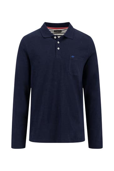 FYNCH-HATTON Langarm-Polo navy