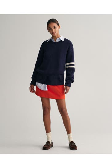 GANT Wollmix-Strickpullover nachtblau