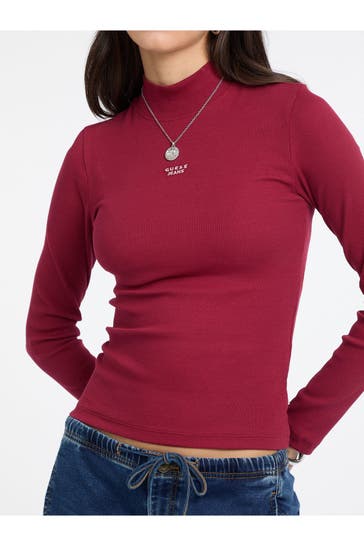 GUESS Wine-red long-sleeved top
