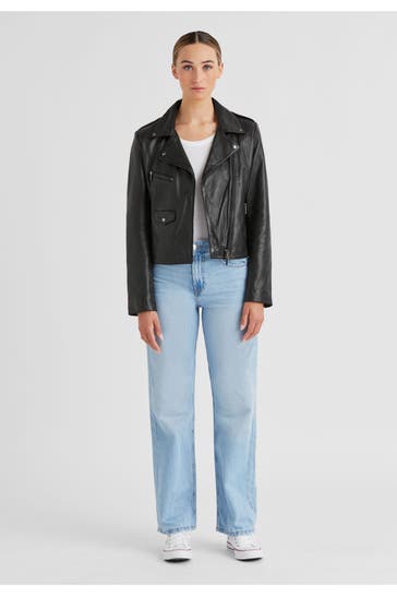 MILESTONE Lederjacke 'Debra' schwarz