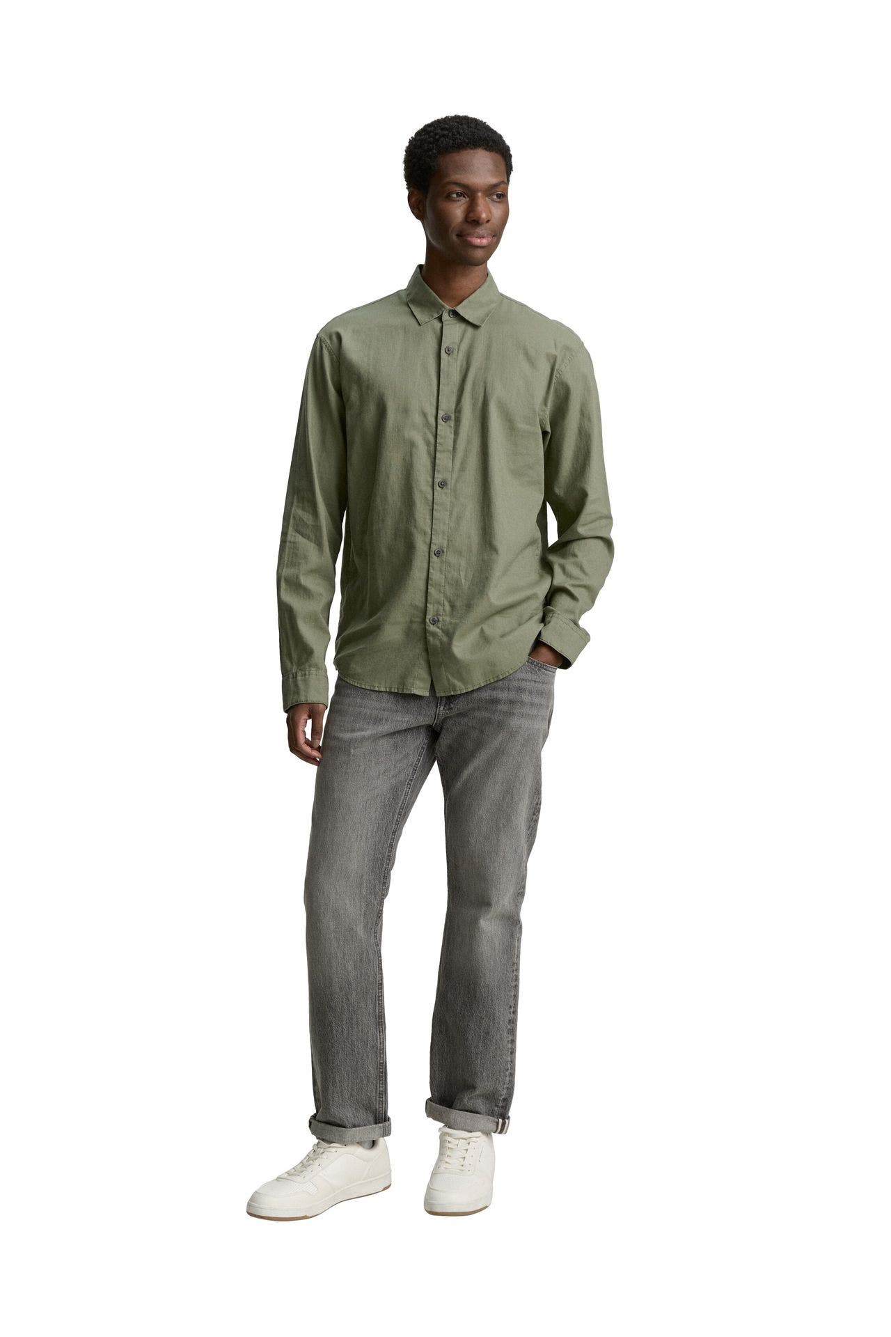 TOM TAILOR Leinenmix-Hemd oliv, Bild 1