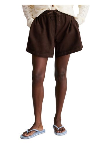 MARC O'POLO DENIM Veloursleder-Shorts dunkelbraun