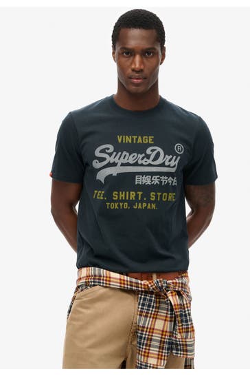SUPERDRY T-Shirt 'Heritage Relaxed' schwarzblau