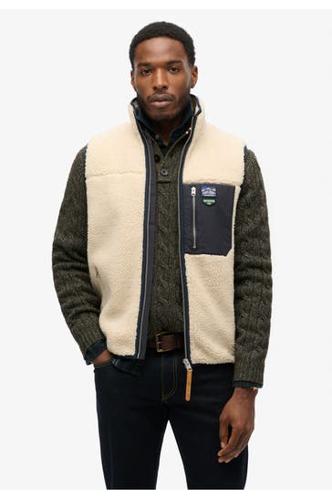 SUPERDRY Fleece-Weste 'Vintage Retro' natur