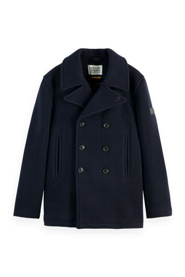 SCOTCH & SODA Wollmixmantel dunkelblau