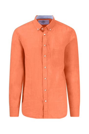 FYNCH-HATTON Leinenhemd lachs Slim Fit