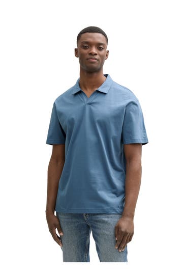 TOM TAILOR Polo-Shirt azurblau Oversize Fit