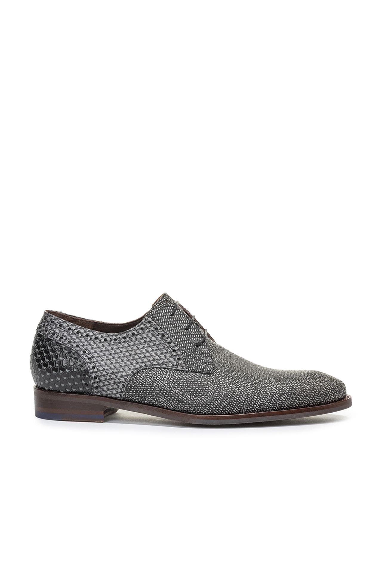FLORIS VAN BOMMEL Leder-Schnürer 'De Stapper ' grau Slim Fit, Bild 1