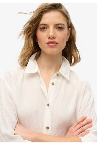 SUPERDRY Leinenbluse weiß