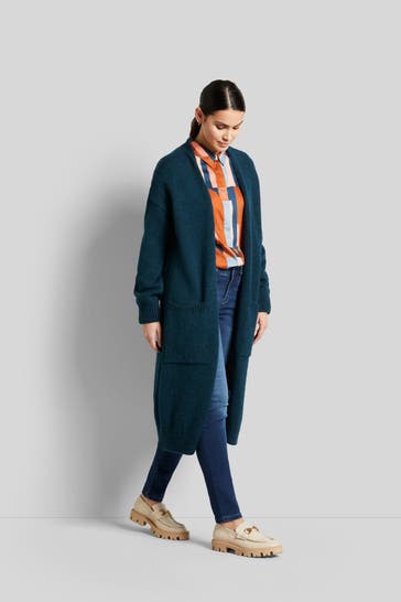 BUGATTI Wollmix-Strickjacke petrol