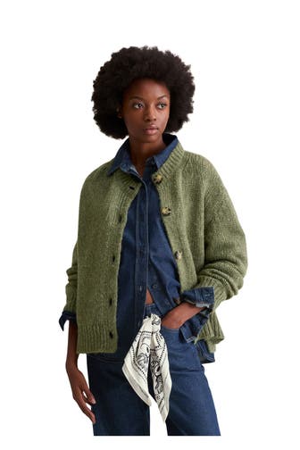 MARC O'POLO DENIM Wollmix-Cardigan waldgrün