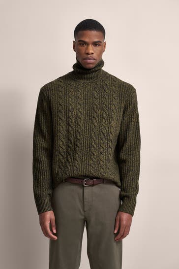 BUGATTI Wollmix-Rollkragenpullover tannengrün