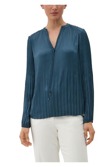 S.OLIVER BLACK LABEL Satin-Blusenshirt petrol