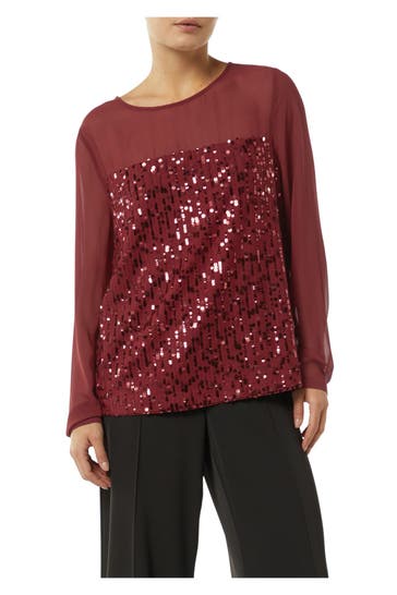 COMMA, Blusenshirt dunkelrot