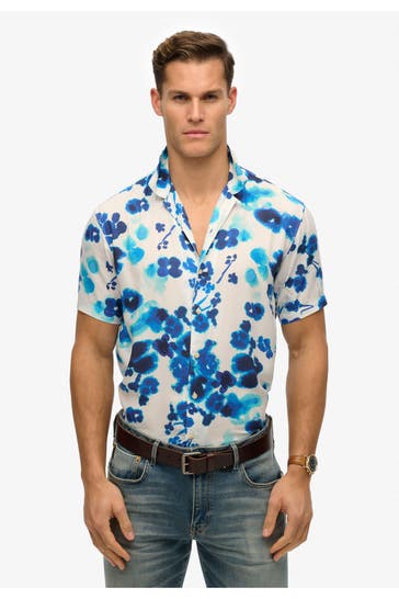 SUPERDRY Kurzarmhemd gemustert Regular Fit
