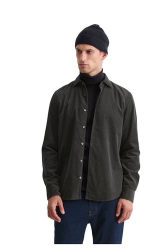 MARC O'POLO Cordhemd dunkelgrau Shaped Fit