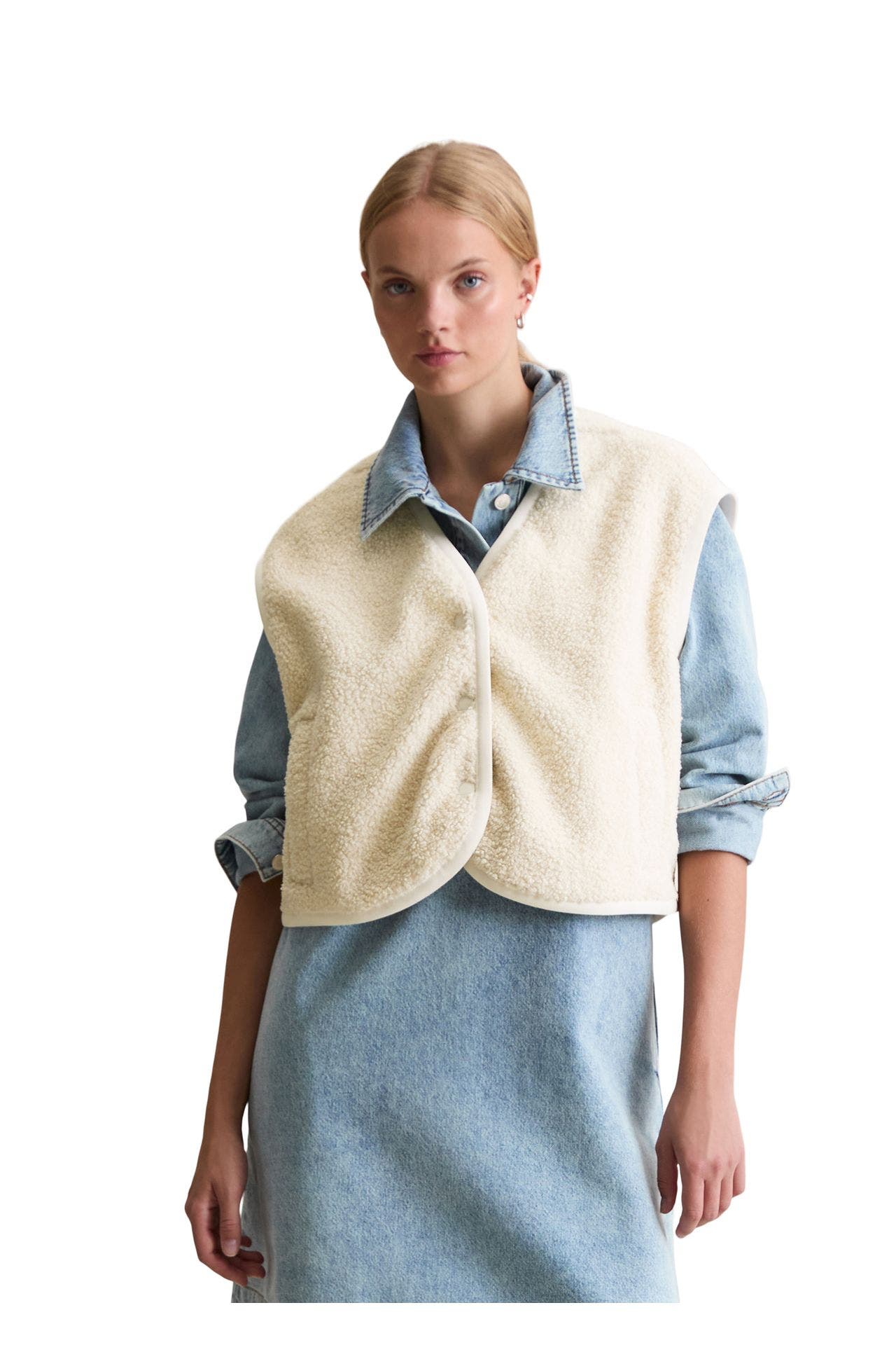 MARC O'POLO DENIM Teddyfleece-Weste ecru, Bild 1