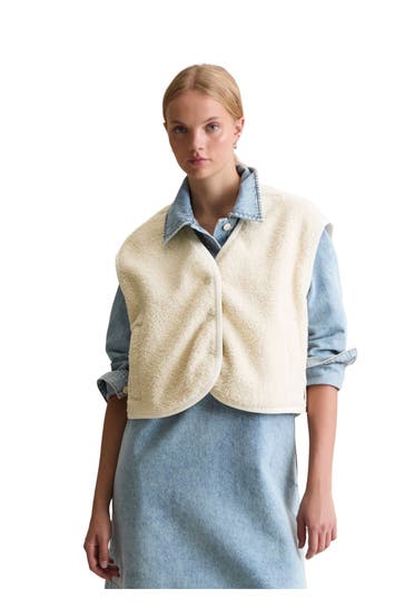 MARC O'POLO DENIM Teddyfleece-Weste ecru