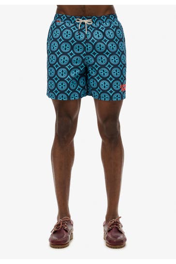 SUPERDRY Badeshorts 'Tile Print' gemustert