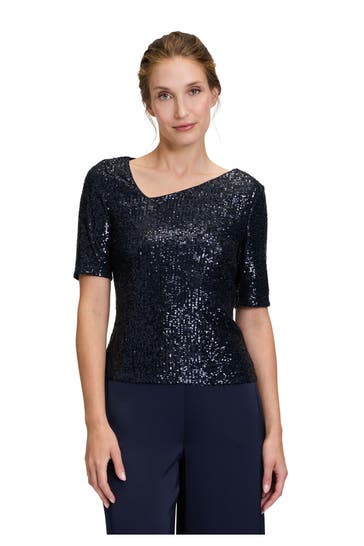 VERA MONT Pailletten-Shirt nachtblau