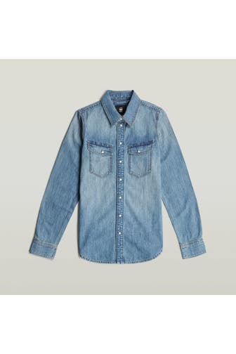 G-STAR Jeansbluse mittelblau slim fit