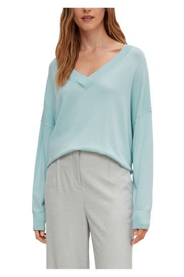 COMMA, Strickpullover hellblau