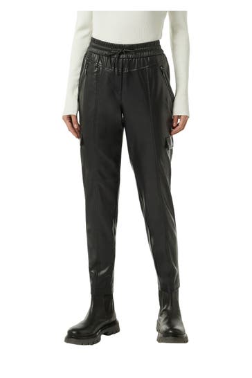 COMMA, Kunstlederhose schwarz