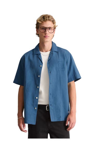 MARC O'POLO DENIM Leinenmix-Hemd 'Crayfish' azurblau