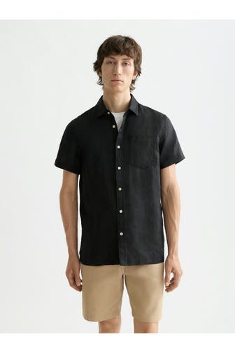 SCOTCH & SODA Kurzarmhemd schwarz Regular Fit