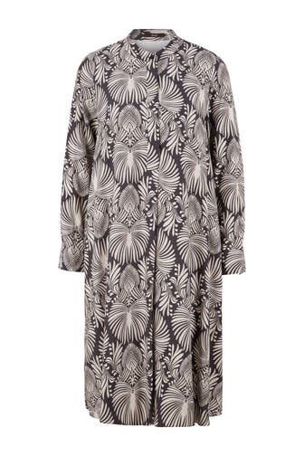 WINDSOR. Casual-Kleid Print-Kleid mit Stehkragen aus Viskose und Seide in Anthrazit-Ecru gemustert anthrazit-ecru gemustert